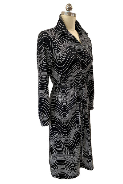1970s Black and White A-Line Dress
