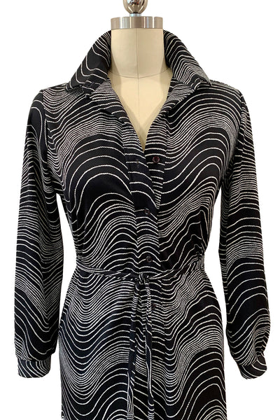 1970s Black and White A-Line Dress