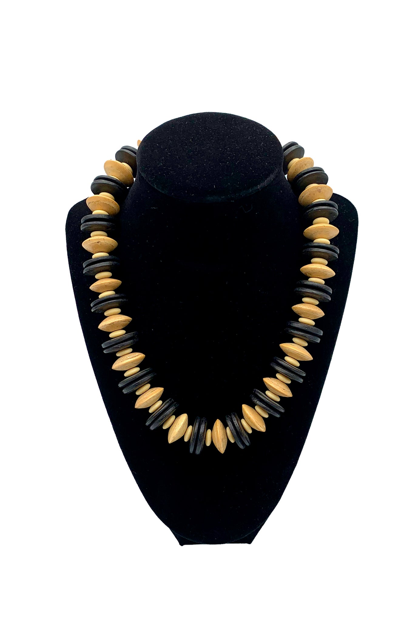 1970's Black and Natural Wood Necklace