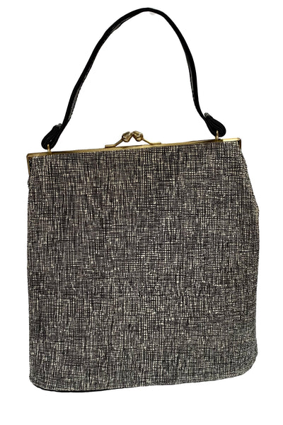 1960s Black and White Textured Handbag