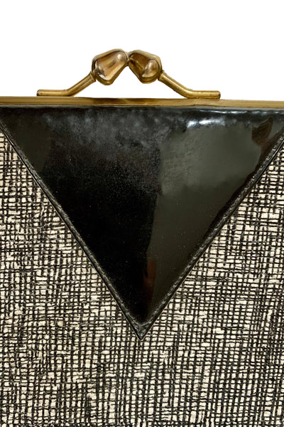 1960s Black and White Textured Handbag