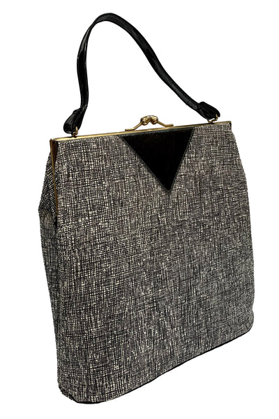 1960's Black and White Textured Handbag