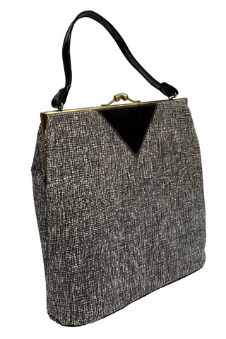 1960's Black and White Textured Handbag
