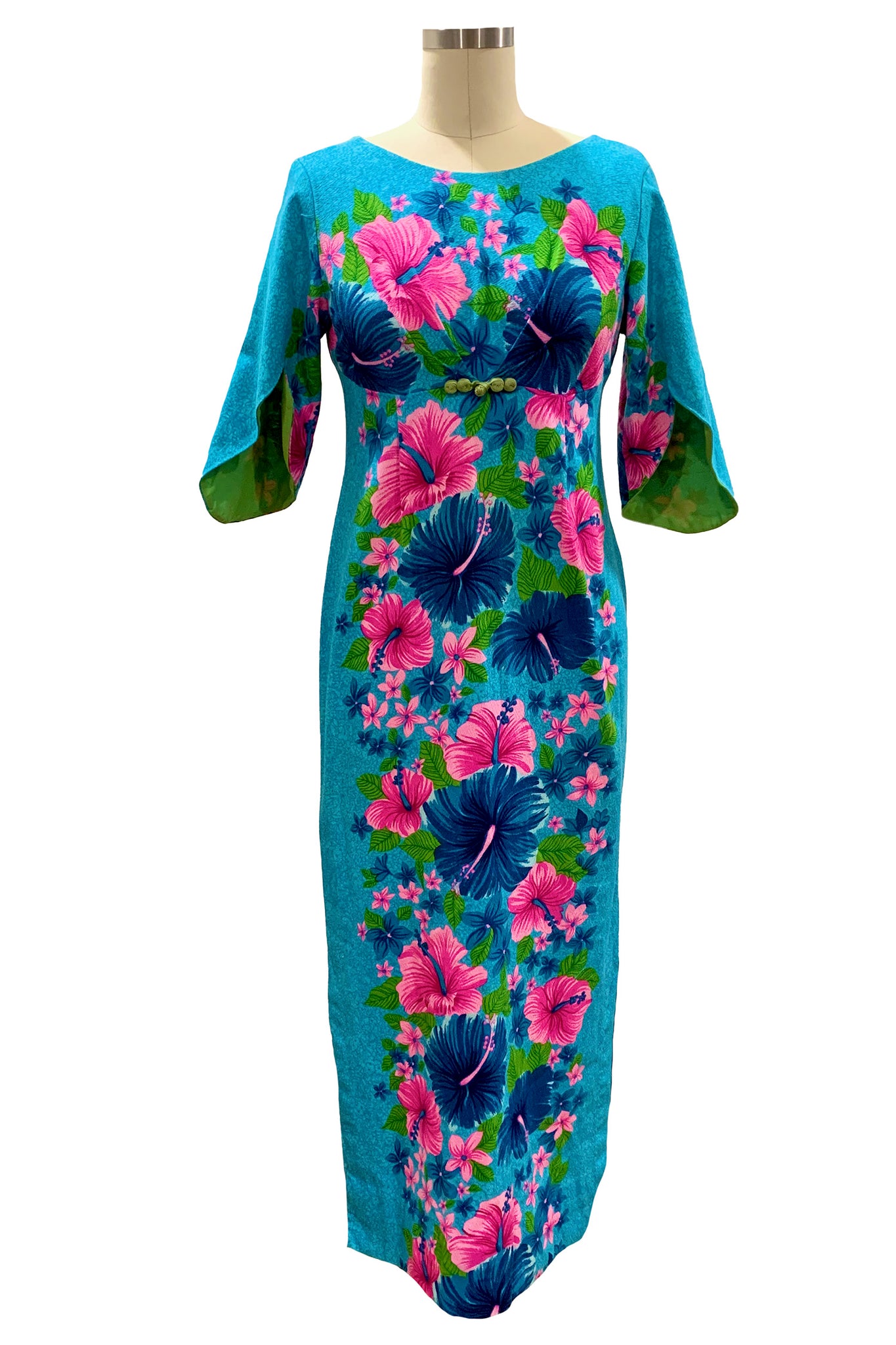 1960's Blue and Pink Hawaii Dress