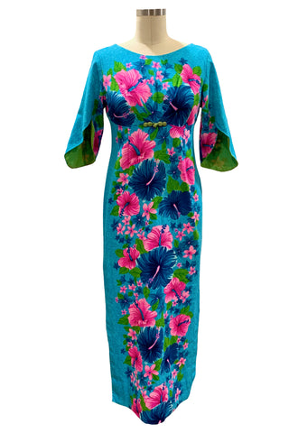 1960's Blue and Pink Hawaii Dress