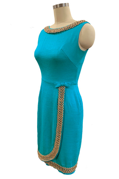 1960s Robin's Egg Blue Linen Dress
