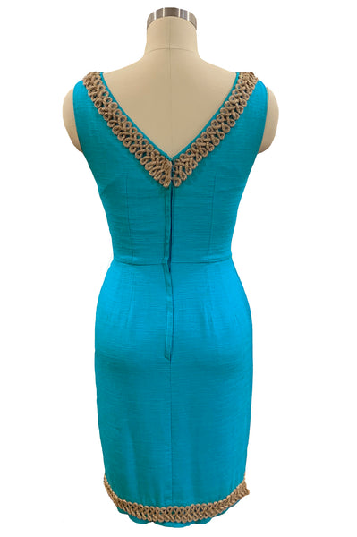 1960s Robin's Egg Blue Linen Dress