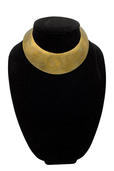1970's Textured Brass Collar Necklace