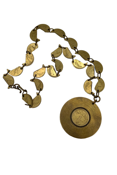 1970's Brass Brazil Coin Necklace