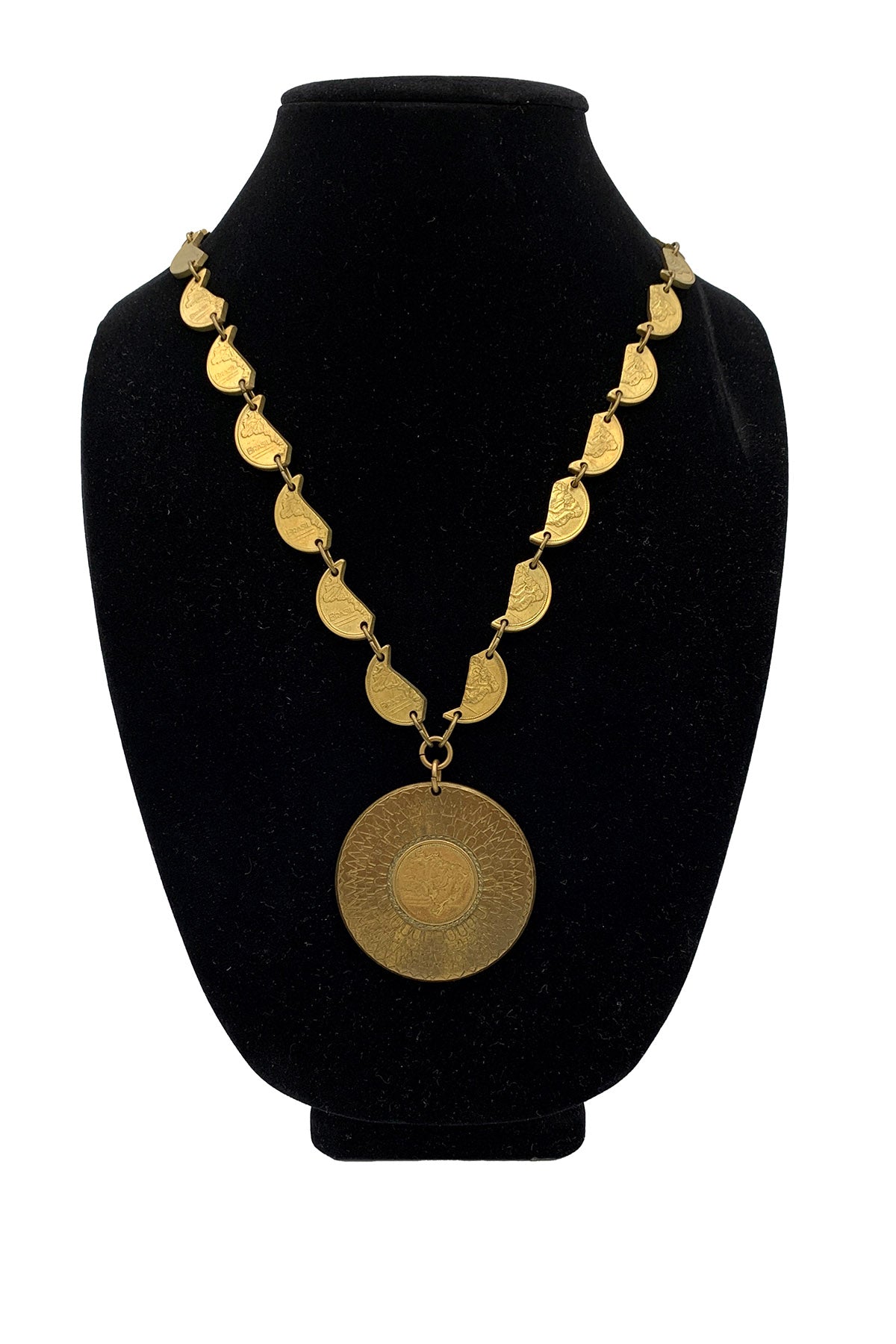1970's Brass Brazil Coin Necklace