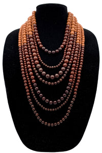 1960's Brown Beaded Seven Strand Necklace