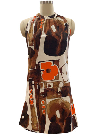 1960's Abstract Design Halter Dress/ Tunic Top