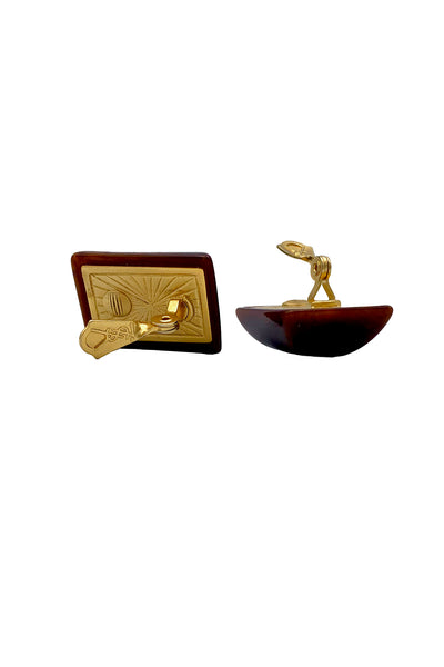 1980s Chocolate Brown Lucite YSL Earrings