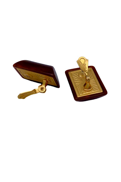 1980s Chocolate Brown Lucite YSL Earrings