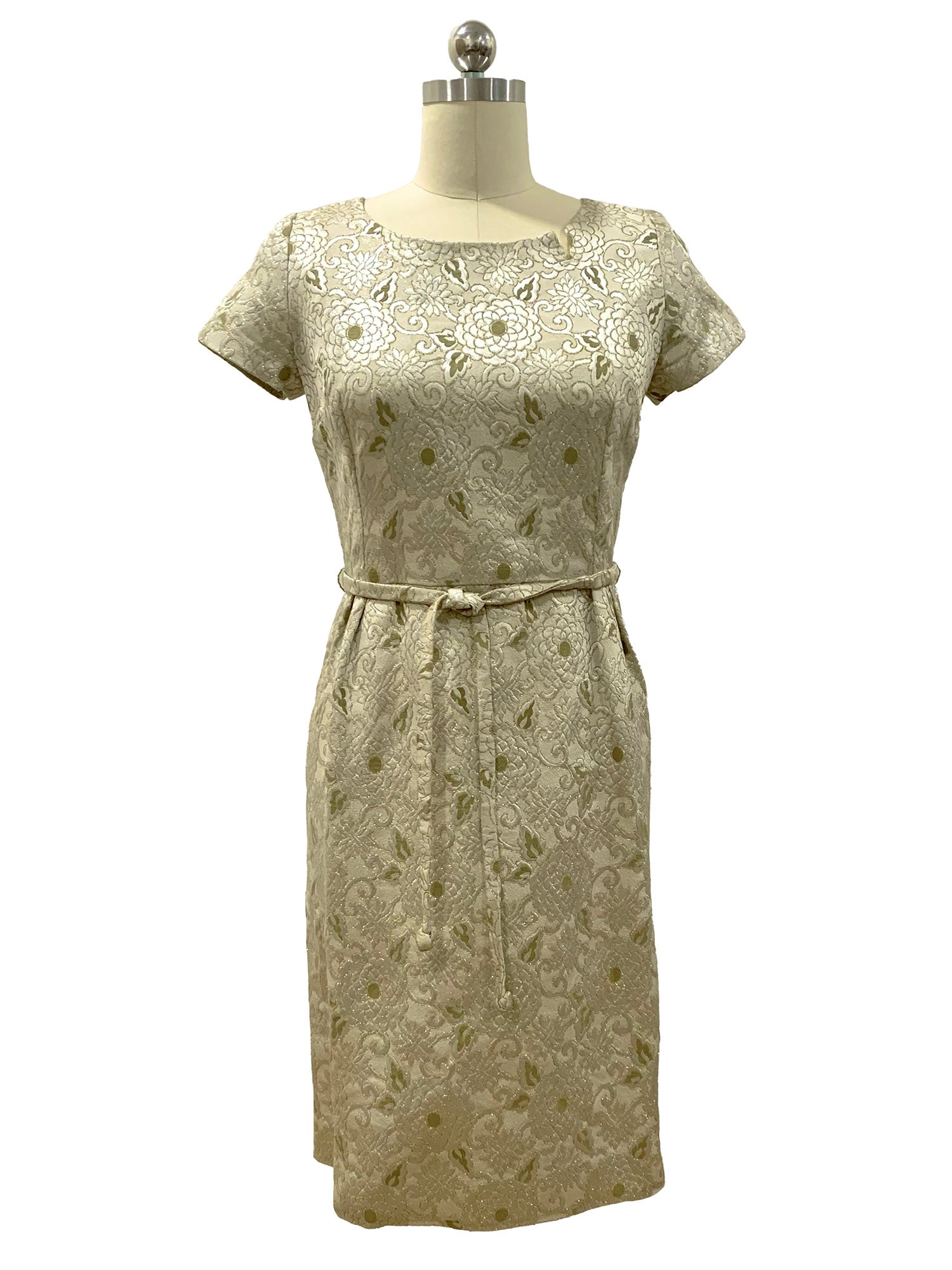 1960s Floral Brocade Dress