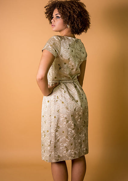1960s Floral Brocade Dress