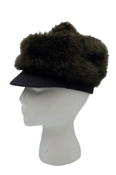 1960's Chocolate Brown Faux Fur Cap