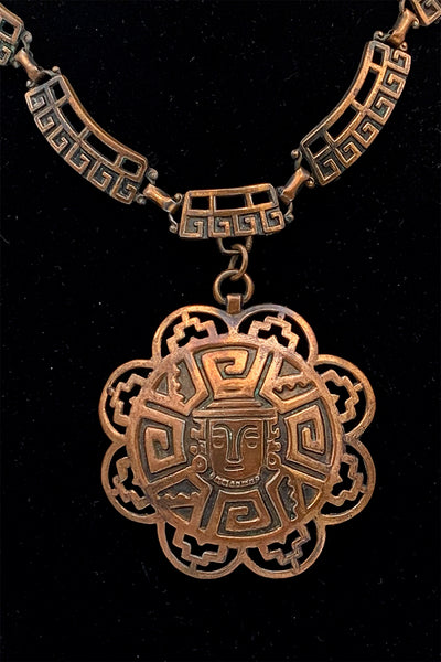 1960s Copper Aztec Medallion Necklace