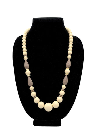 1970s Cream and Grey Bead Necklace