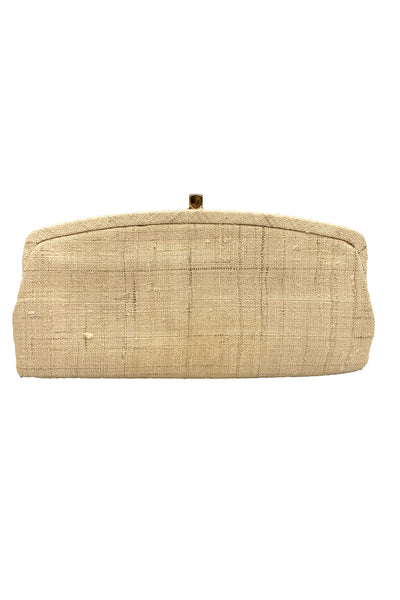 1960s Cream Linen Clutch