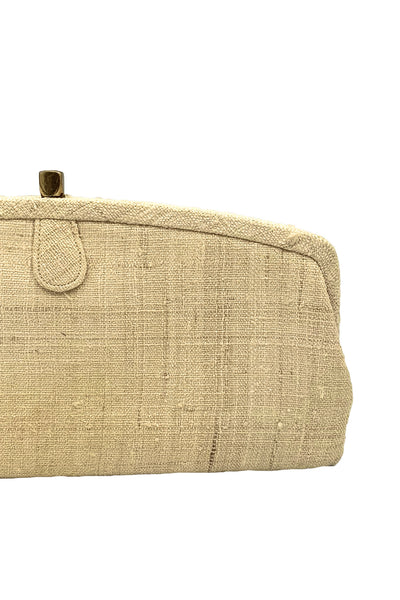 1960s Cream Linen Clutch