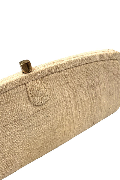 1960s Cream Linen Clutch
