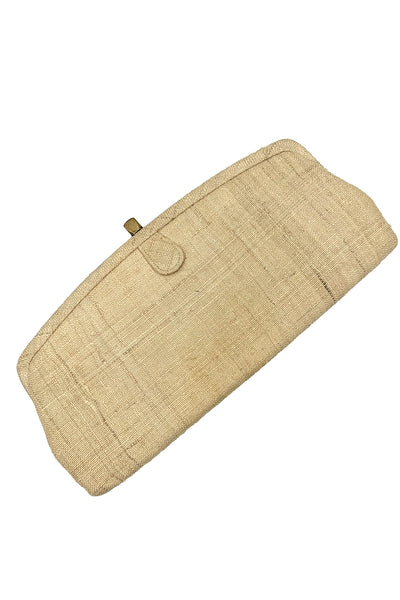 1960s Cream Linen Clutch