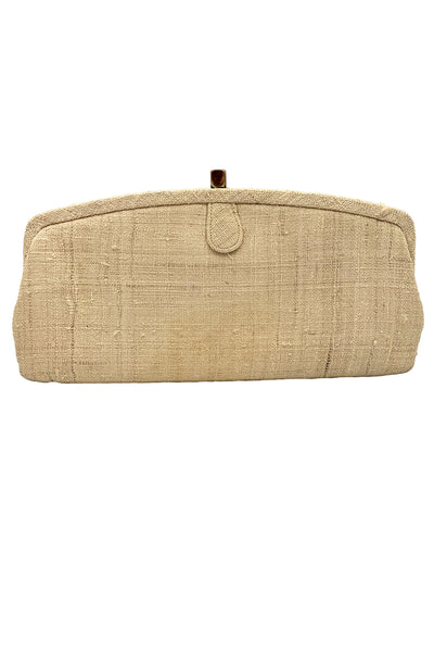 1960's Cream Linen Clutch