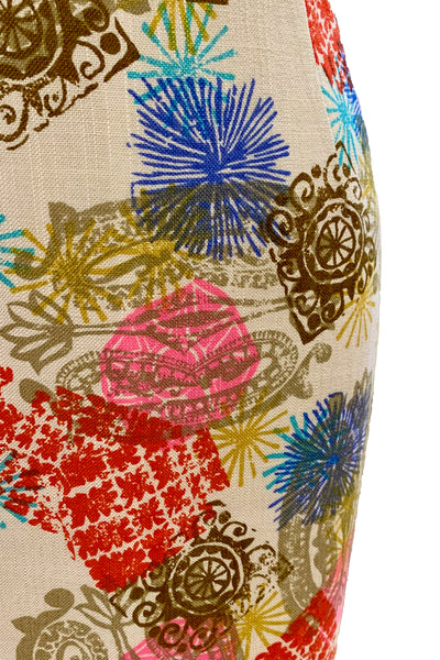 1960s Cream Multi-Color Design Maxi Skirt