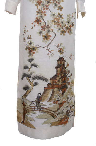 1960's Cream Shaheen Maxi Dress