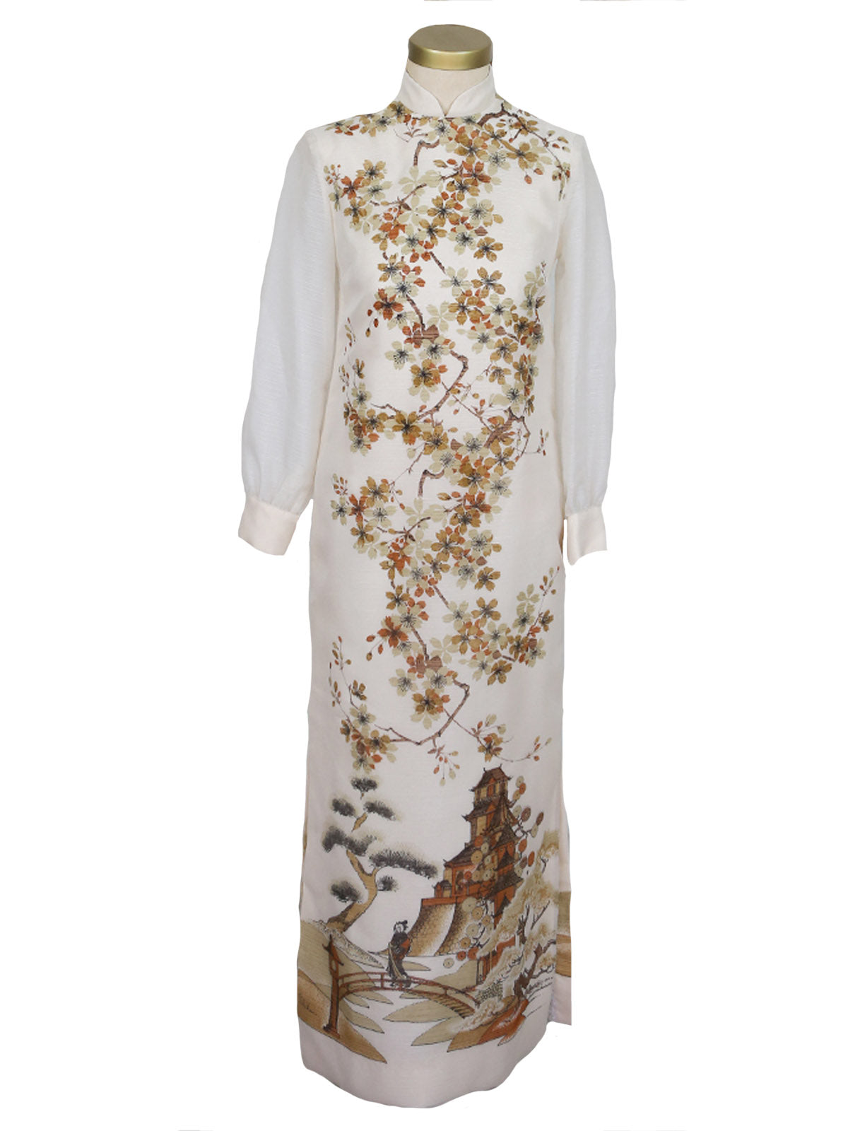 1960's Cream Shaheen Maxi Dress