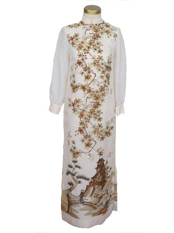 1960's Cream Shaheen Maxi Dress