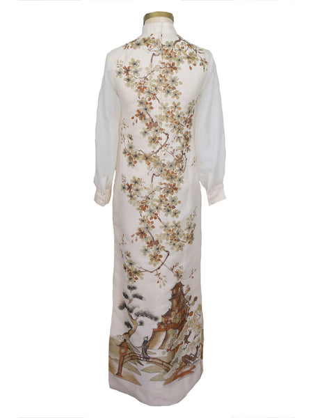 1960's Cream Shaheen Maxi Dress