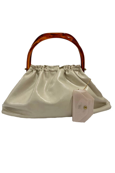 1960s Cream Vinyl Purse