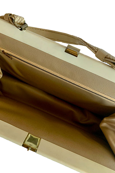 1960s Cream and Taupe Woven Purse