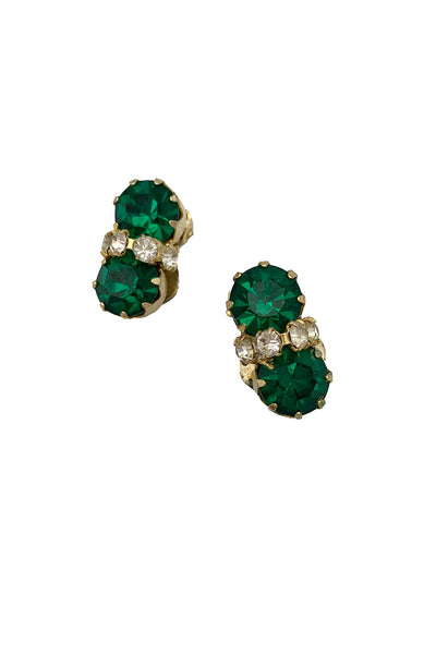 1960's Emerald Rhinestone Earrings