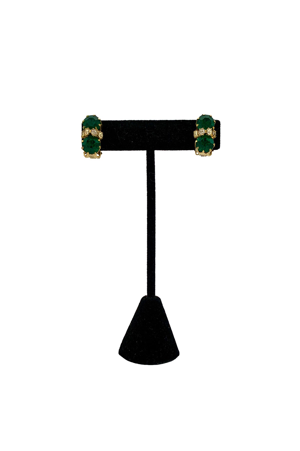 1960's Emerald Rhinestone Earrings