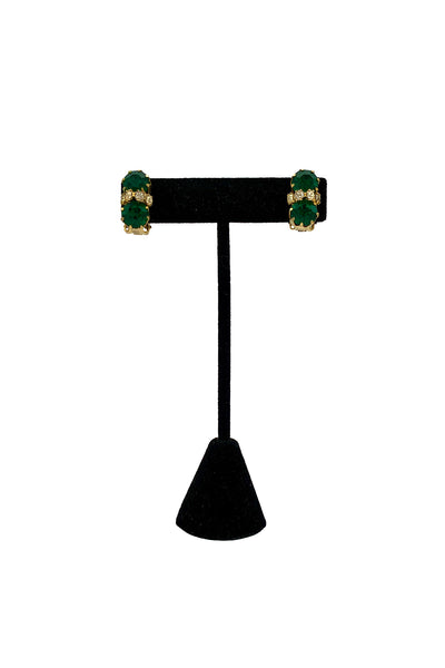 1960's Emerald Rhinestone Earrings