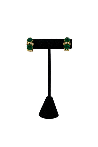 1960's Emerald Rhinestone Earrings