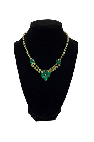 1960's Emerald Rhinestone Choker