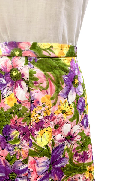 1970s Multi-Color Floral Quilted Skirt