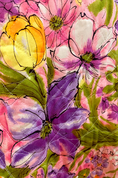 1970s Multi-Color Floral Quilted Skirt