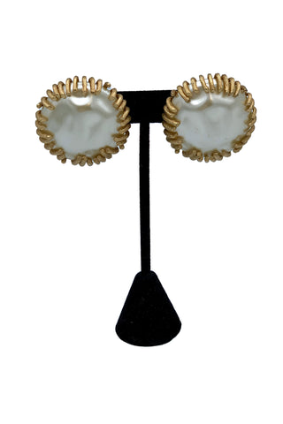 1960s Large Pearl Clip Earrings