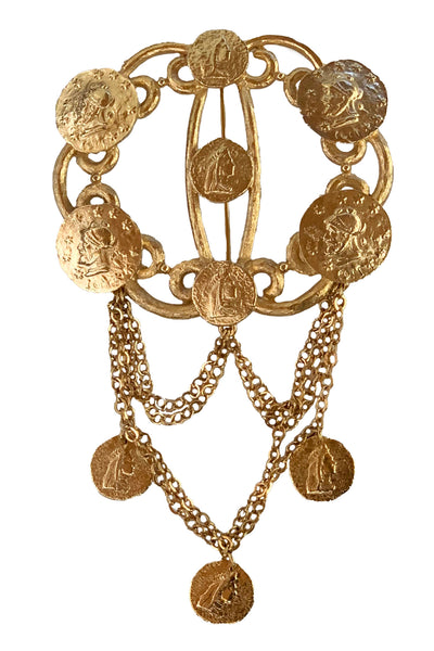1980's Gold Coin and Chain Pin