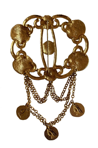 1980s Gold Coin and Chain Pin