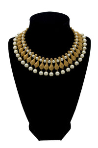 1960s Gold and Pearl Teardrop Choker