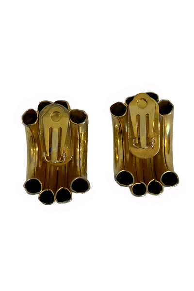 1990s Gold Tone Semicircle Earrings