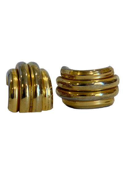 1990s Gold Tone Semicircle Earrings
