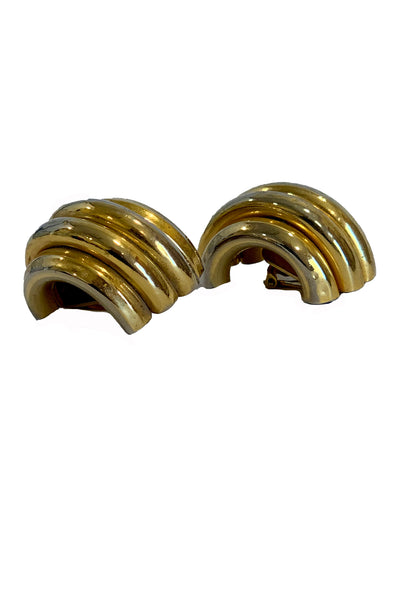 1990s Gold Tone Semicircle Earrings