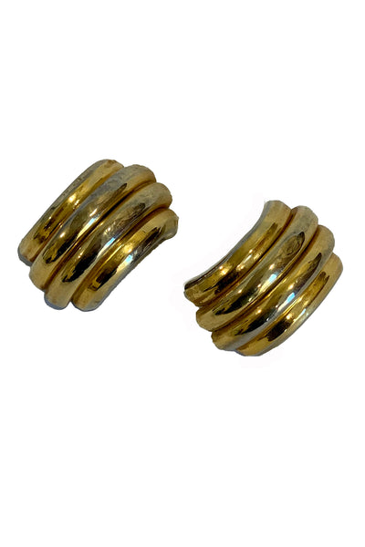 1990s Gold Tone Semicircle Earrings